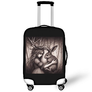 Discover Illustration of Girl with Jackalope Luggage Covers