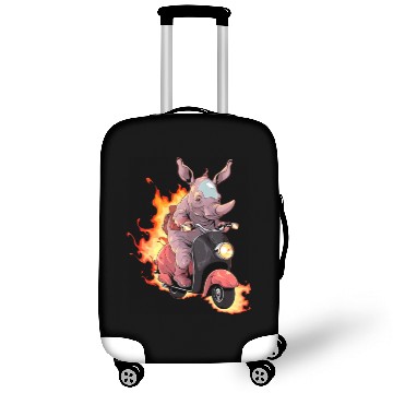 Discover Rhino Riding Scooter Funny Rhinoceros Biker Moped Luggage Covers