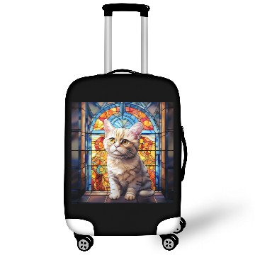 Discover British Shorthair kitten in stained glass Luggage Covers