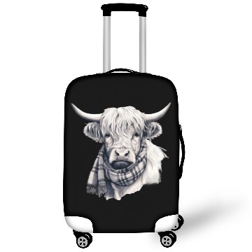 Discover Adorable Highland Cow Wearing a Scarf Luggage Covers