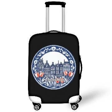Discover Amsterdam Houses Red Tulips Dutch Blue Luggage Covers