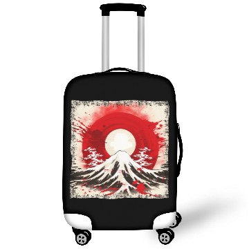 Discover Kyoto Mountains: Flag, Volcano, and Blood Moon Luggage Covers