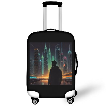 Discover Neon Horizon: A Futuristic Cityscape Luggage Covers