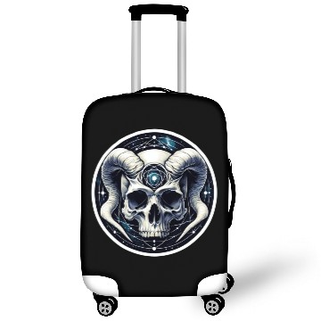 Discover Cosmic Nirvana Serenity: Horned Skull Luggage Covers