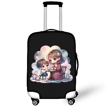 Discover Mother and Son Enjoying a Cozy Tea Party Luggage Covers