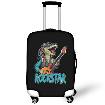Discover Rockstar Reptile Musician with Electric Guitar Luggage Covers