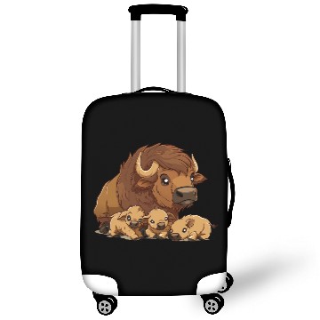 Discover Cute Buffalo Mother Protecting her Buffalo Babies Luggage Covers