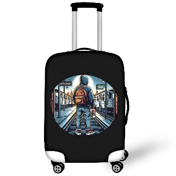 Discover AI Teen in Outdoor Subway Yard - Circle Border Luggage Covers