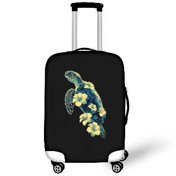 Discover Nature Inspired Floral Sea Turtle with Tropical Fl Luggage Covers