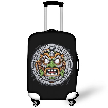 Discover Aztec God Ancient Mythology Tonatiuh Mask Luggage Covers