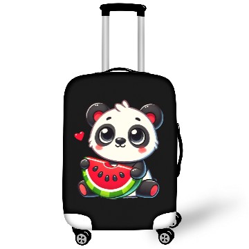 Discover The cute panda enjoys a piece of watermelon Luggage Covers