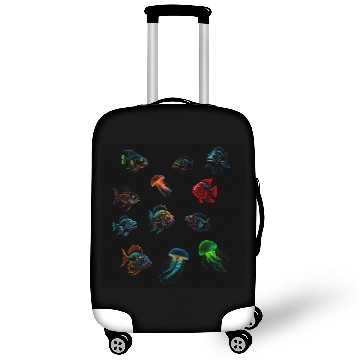 Discover Deep Sea Fishes Bass And Jellyfish Luggage Covers