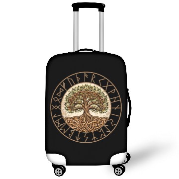 Discover Viking runes tree of Life round frame celtic Luggage Covers