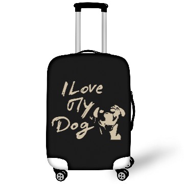 Discover I Love My Dog - Brown Design on Black Luggage Covers