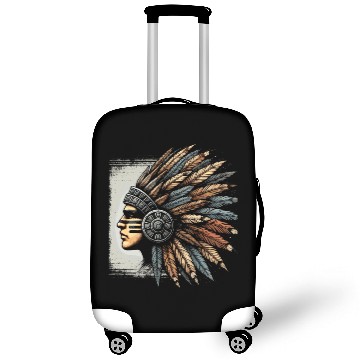 Discover Aztec Warrior Mask with Tribal Art and Ancient Luggage Covers