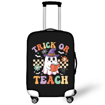 Discover Trick Or Teach Groovy Halloween Retro Floral Ghost Luggage Covers