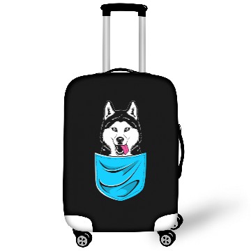 Discover Cute Siberian Husky Dog Lover Husky In A Pocket Luggage Covers