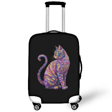 Discover Vibrant Psychedelic Cat - Colorful Feline Art Luggage Covers