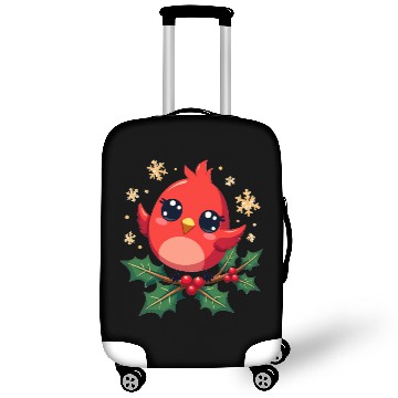 Discover Elegant Christmas Cardinal on Holly Branch Luggage Covers