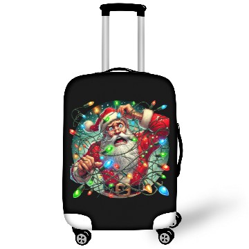 Discover Funny Christmas Santa: Tangled in Lights Luggage Covers