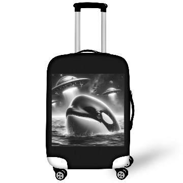Discover Killer whale Funny Graphic Selfie with UFOs Weird Luggage Covers