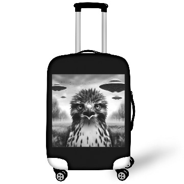 Discover Hawk falcon Funny Graphic Selfie with UFOs Weird Luggage Covers