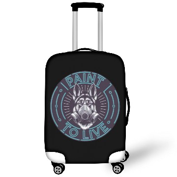 Discover A logo with the text Paint to live in blue Luggage Covers