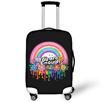 Discover "You Are Enough" Rainbow and Flowers Inspirational Luggage Covers