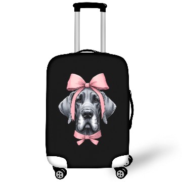 Discover Coquette Bow Great Dane Dog Mom Pink Ribbon Cute Luggage Covers