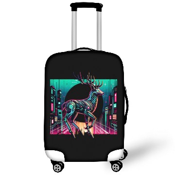 Discover Cyberpunk Stag In Futuristic Cityscape Luggage Covers