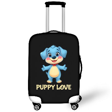 Discover Blue Puppy Love Cartoon - Playful Pet Character Luggage Covers