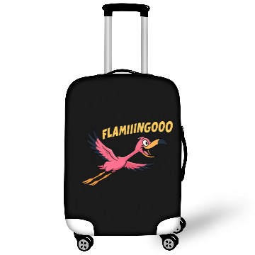 Discover FLAMIIINGOOO – Funny Cartoon Flamingo in Flight De Luggage Covers