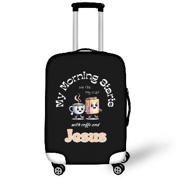 Discover My Morning Starts with coffee and Jesus Luggage Covers