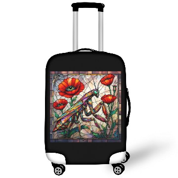 Discover Praying mantis stained glass vibrant poppy flower Luggage Covers