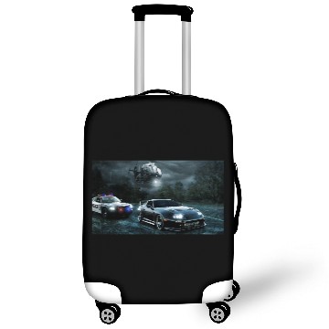 Discover Night Chase with Speeding Sports Car Luggage Covers