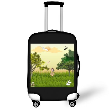 Discover Serene Forest Girl with Bunny and Birds Luggage Covers