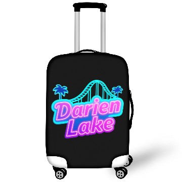 Discover Neon Daren Lake Sign with Roller Coaster and Palms Luggage Covers