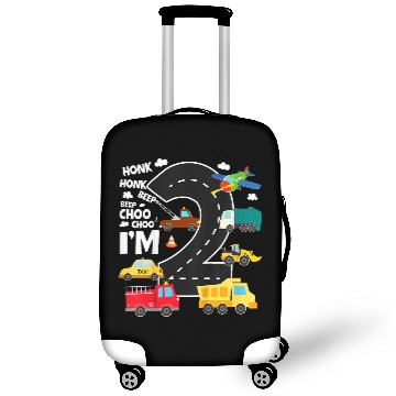 Discover Kids Birthday 2 Traffic Vehicles Number Two Design Luggage Covers