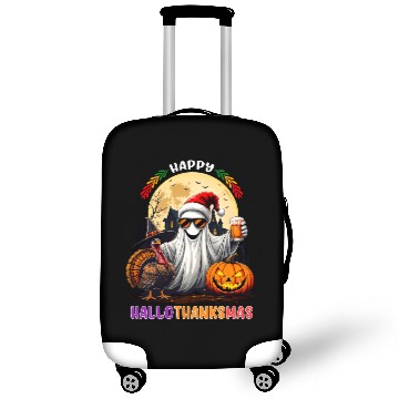 Discover Happy Hallothanksmas Halloween Thanksgiving Xmas Luggage Covers