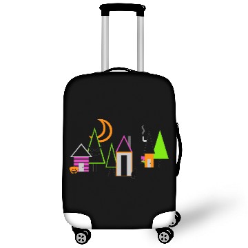 Discover halloween village custom black orange purple Luggage Covers