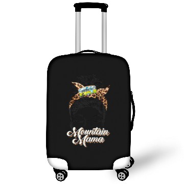 Discover Mountain Mama Leopard Print Messy Bun Hair Cute Mo Luggage Covers