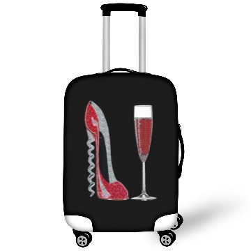 Discover Corkscrew Red Stiletto and Champagne Glass Art Luggage Covers