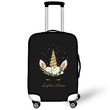 Discover Delicate White Floral Wreath Gold Unicorn Birthday Luggage Covers