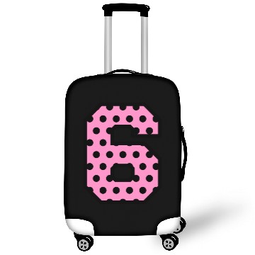 Discover Fun Pink and Black POLKA DOTS Number 6 Six A08 Luggage Covers