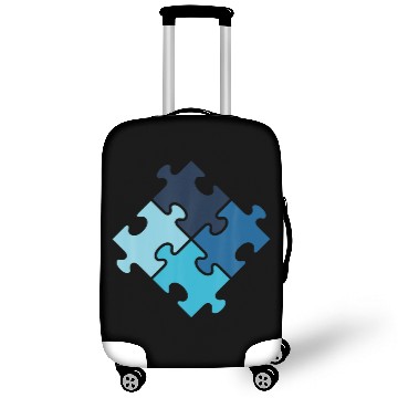 Discover Autism Down Syndrome Awareness Blue Puzzle Pieces Luggage Covers