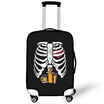 Discover Funny Halloween Skeleton Rib Cage Beer Easy Costum Luggage Covers