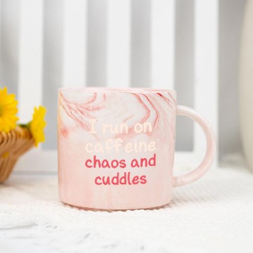 Discover I run on caffeine chaos and cuddles Marble Mugs