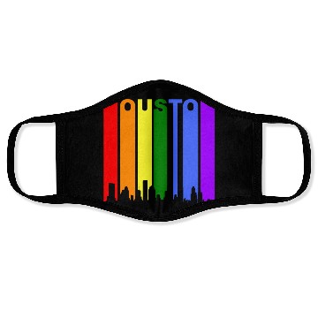 Discover Houston Texas Rainbow Skyline LGBT Gay Pride Face Masks