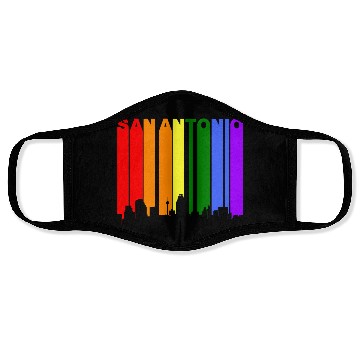 Discover San Antonio Texas Gay Pride Rainbow Skyline Face Masks