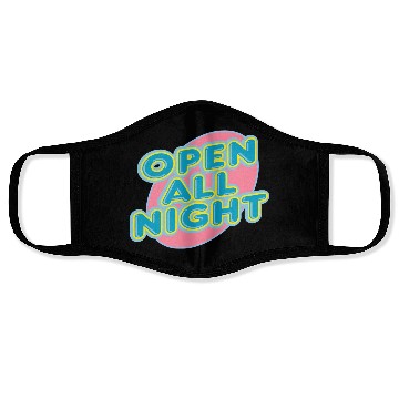 Discover open all night sign Face Masks